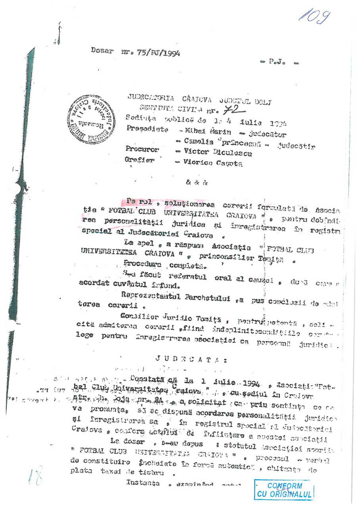 Documentele publicate de FCU Craiova: Adrian Mititelu susține că echipa sa deține sigla și palmaresul Universității