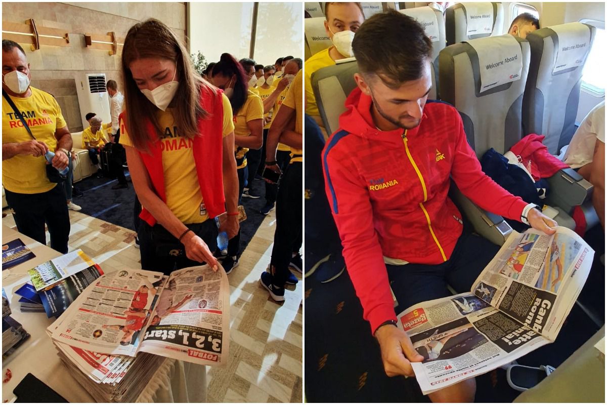 Cu Gazeta Sporturilor spre Tokyo » Olimpicii României au răsfoit ediția specială dedicată lor de GSP în ziua zborului