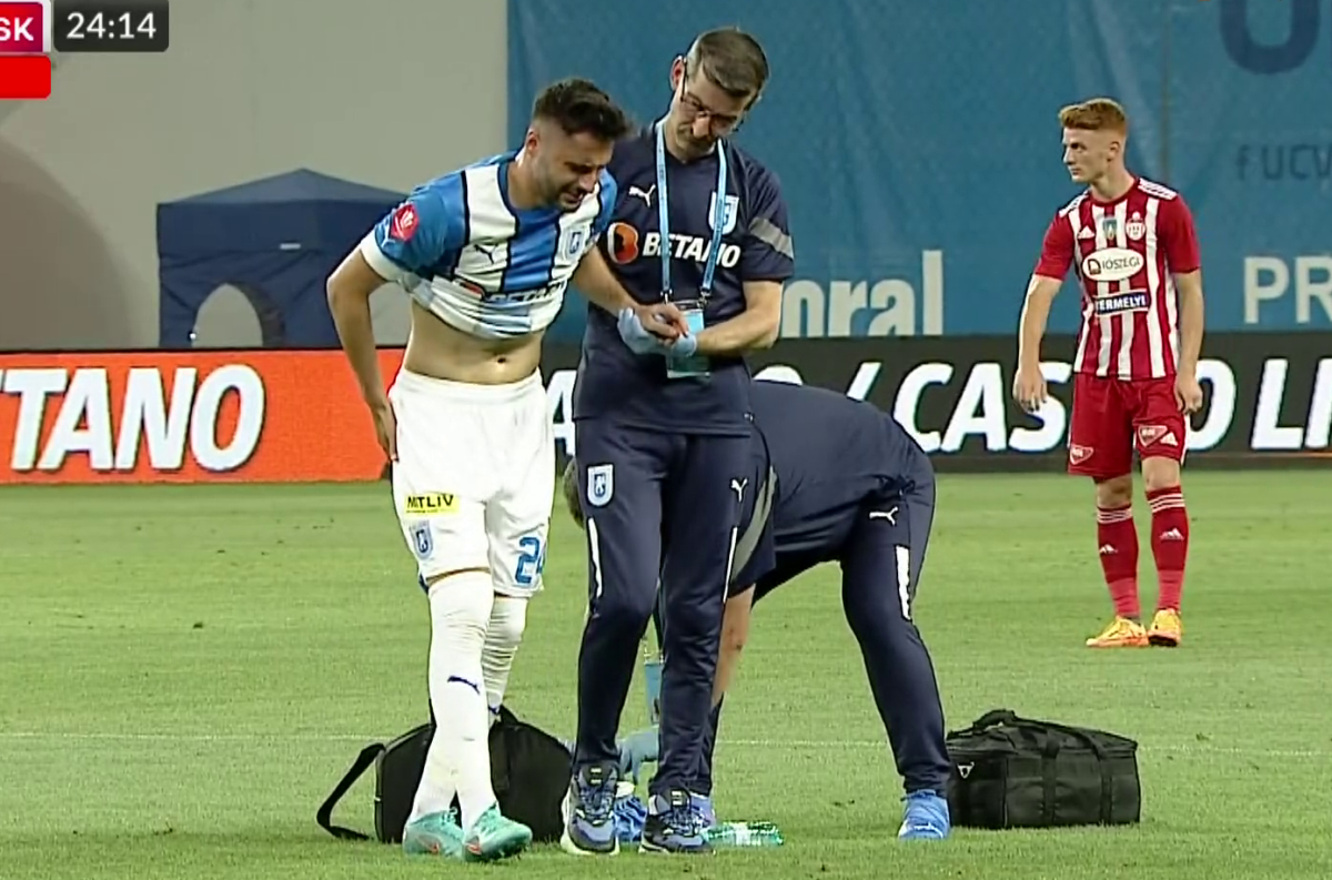 „Arma secretă” a Craiovei s-a accidentat și a mers direct la spital » Urmează un RMN la coloană