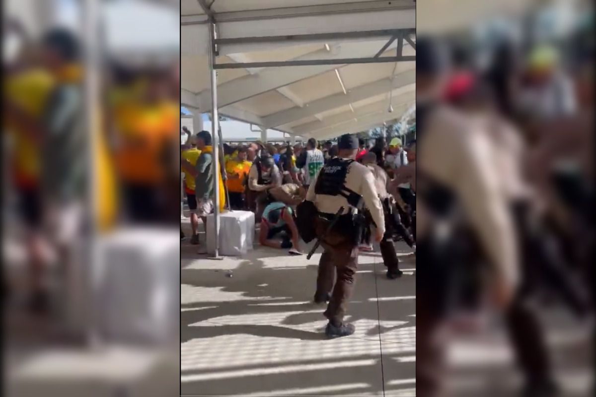 Bătaie cu forțele de ordine înainte de Argentina - Columbia » Familia unui titular, prinsă la mijloc