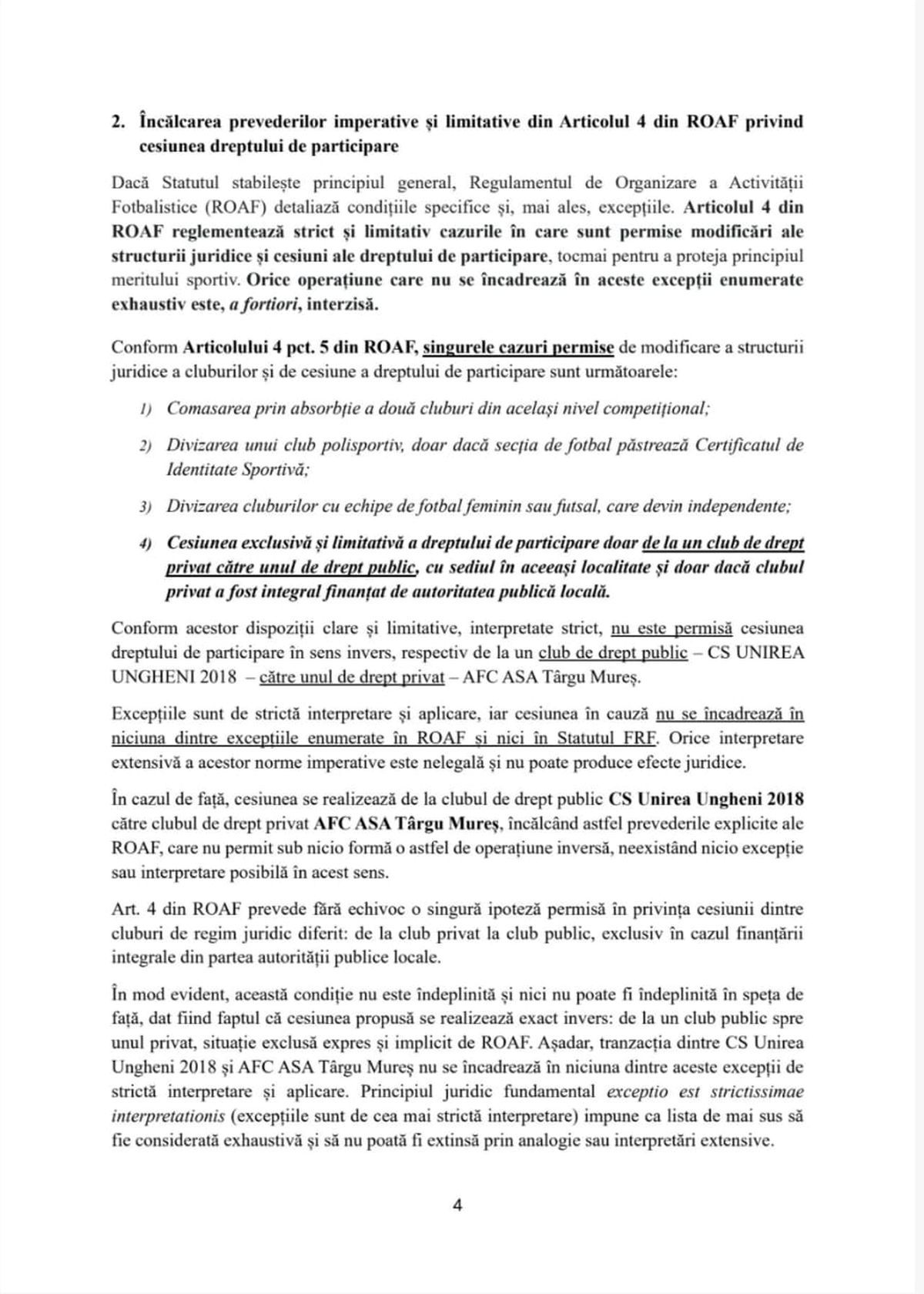 Contestația depusă de CS Păulești împotriva cesiunii dintre Unirea Ungheni și ASA Târgu Mureș