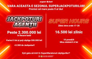 Premiul cel mare la X Jackpot a crescut până la 500.000 de lei. Super Hours, cel mai nou jackpot national, îți aduce până la 16.500 de lei pe zi, între orele 17:00-20!