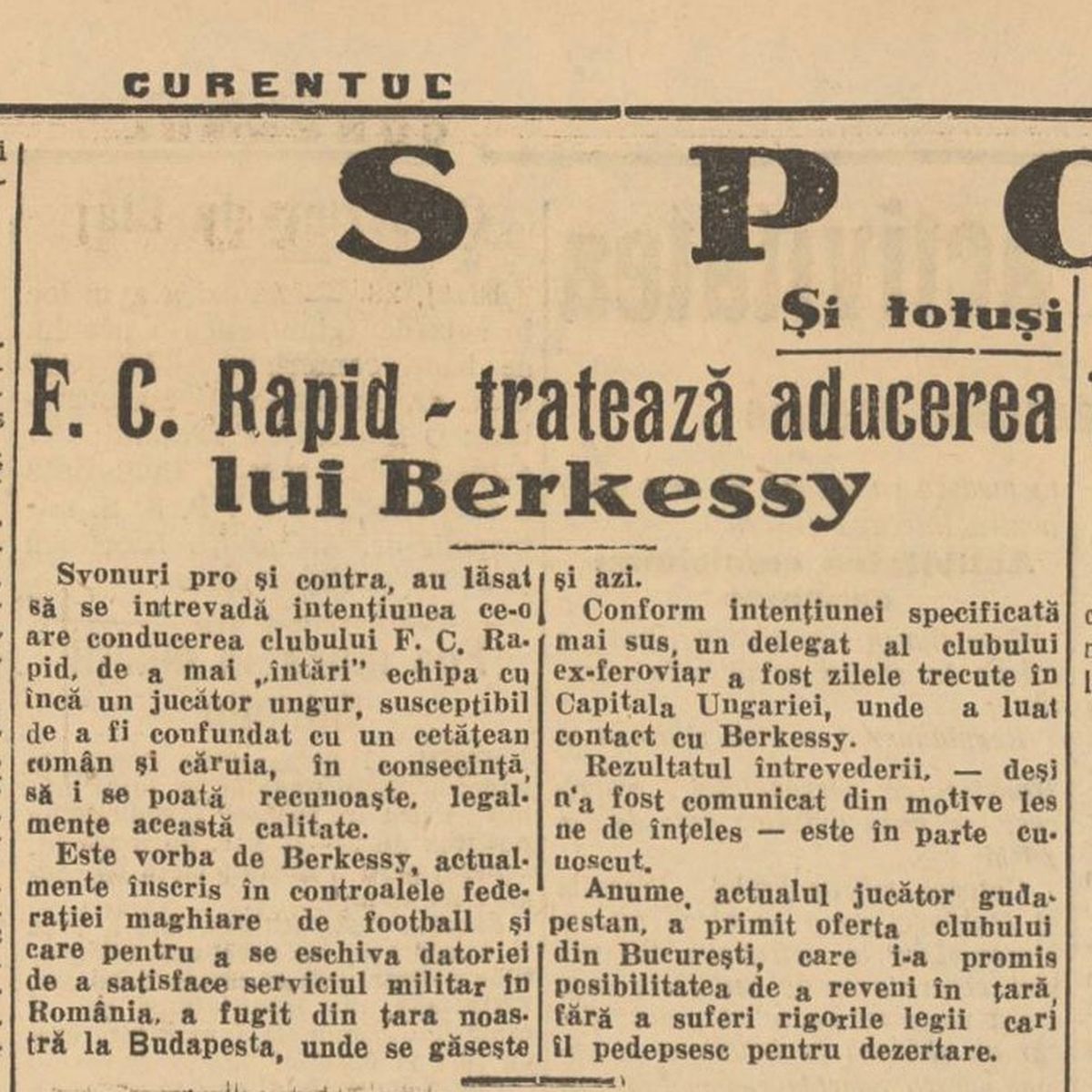 Elemer Berkessy, primul jucător născut pe teritoriul actual al României ajuns la FC Barcelona