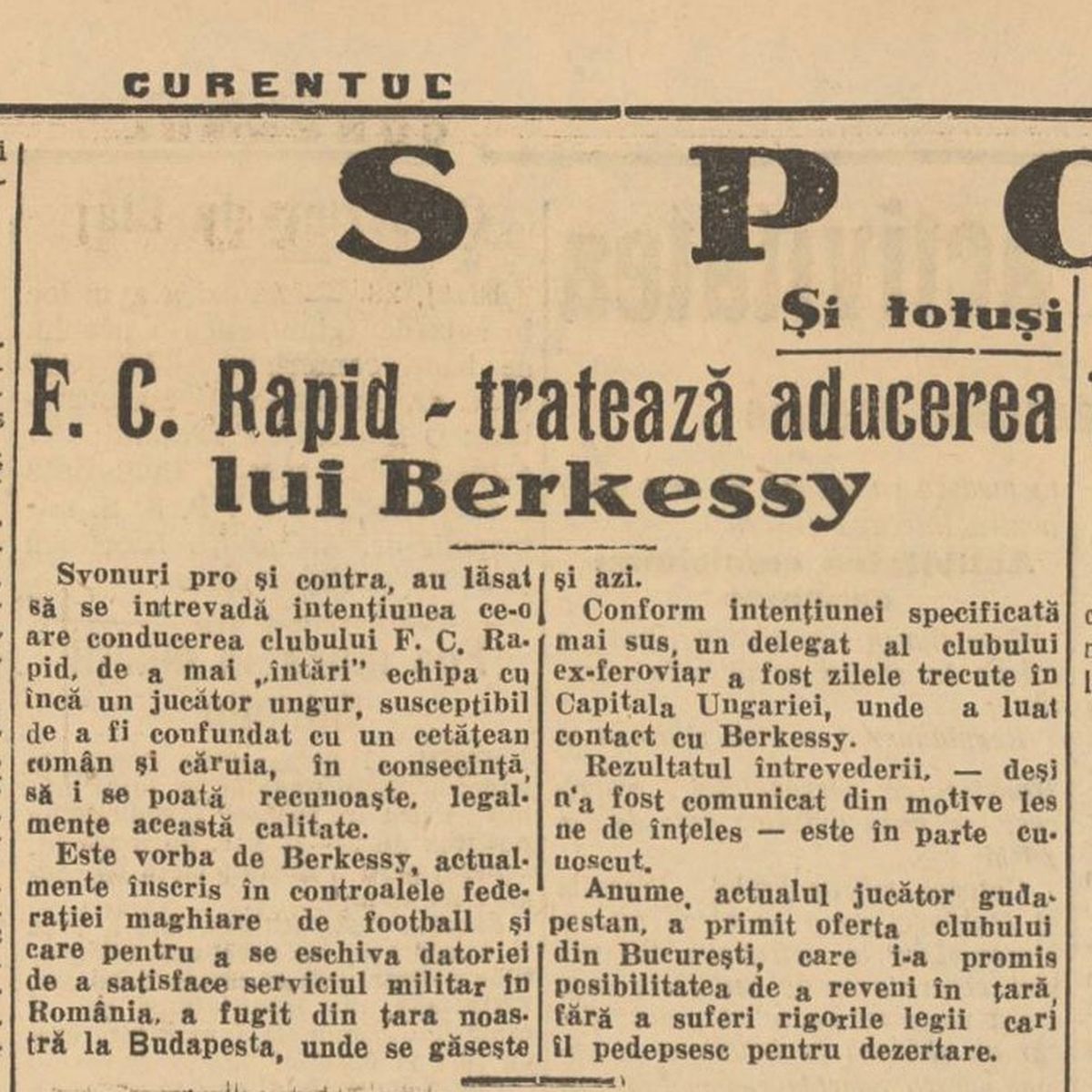 Elemer Berkessy, primul jucător născut pe teritoriul actual al României ajuns la FC Barcelona