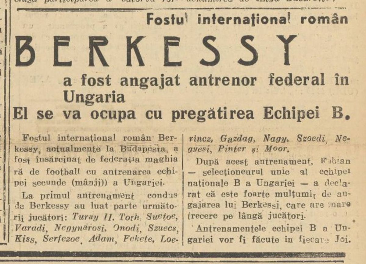 Elemer Berkessy, primul jucător născut pe teritoriul actual al României ajuns la FC Barcelona