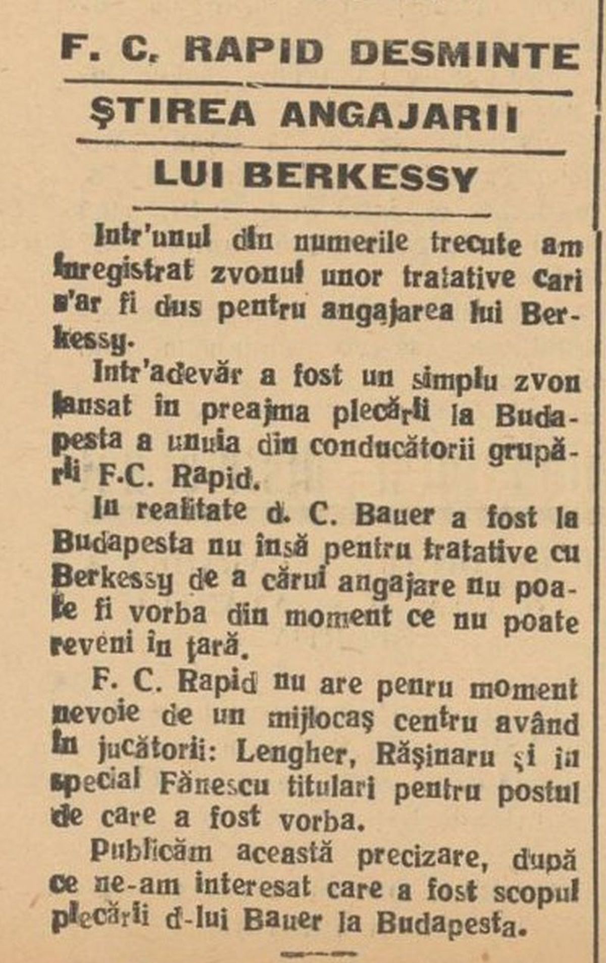 Elemer Berkessy, primul jucător născut pe teritoriul actual al României ajuns la FC Barcelona