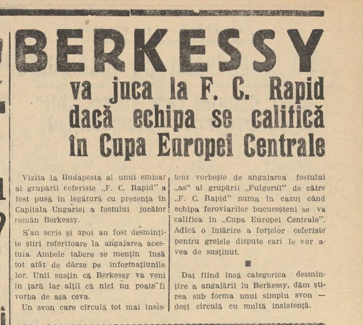 Elemer Berkessy, primul jucător născut pe teritoriul actual al României ajuns la FC Barcelona