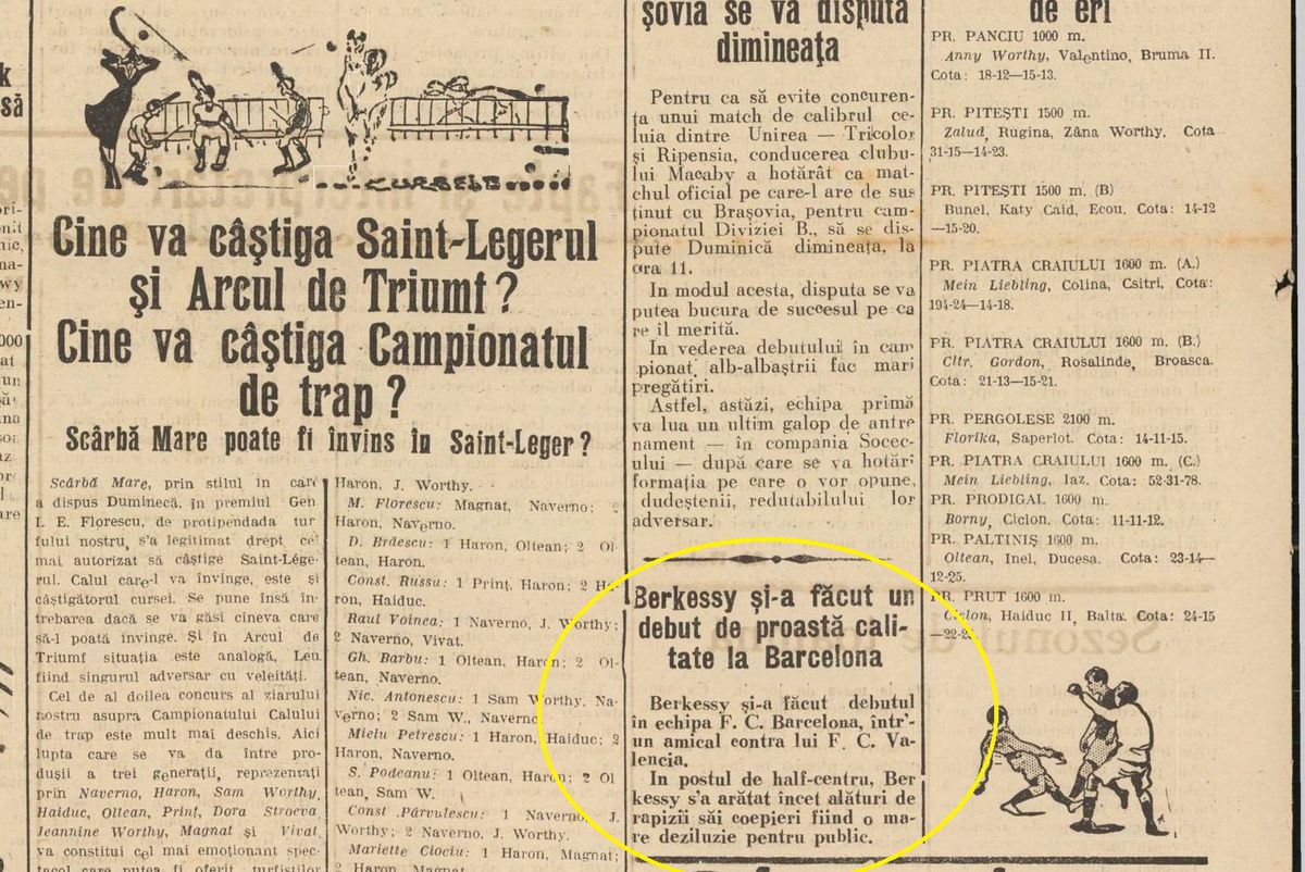 Elemer Berkessy, primul jucător născut pe teritoriul actual al României ajuns la FC Barcelona