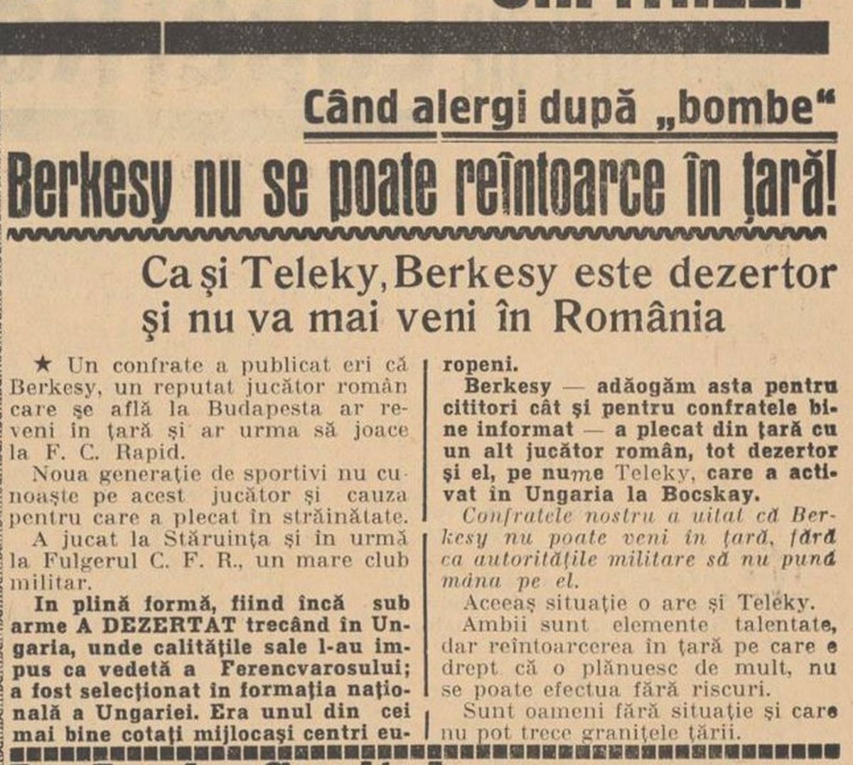 Elemer Berkessy, primul jucător născut pe teritoriul actual al României ajuns la FC Barcelona