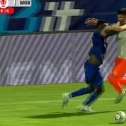 Afalna, intrări tari în Slobozia - Metaloglobus (fază gol 2-1) / FOTO: Captură TV@ Prima Sport 1