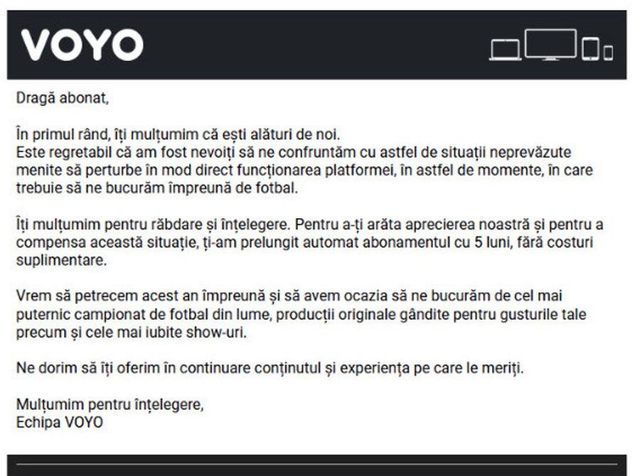 Nimeni nu se aștepta la asta! » Mesajul pe care abonații Voyo l-au primit la o zi după problemele de la Drita - FCSB