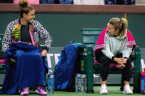 Maria Sakkari și Simona Halep, la ediția din 2022 de la Indian Wells / Sursă foto: Imago Images