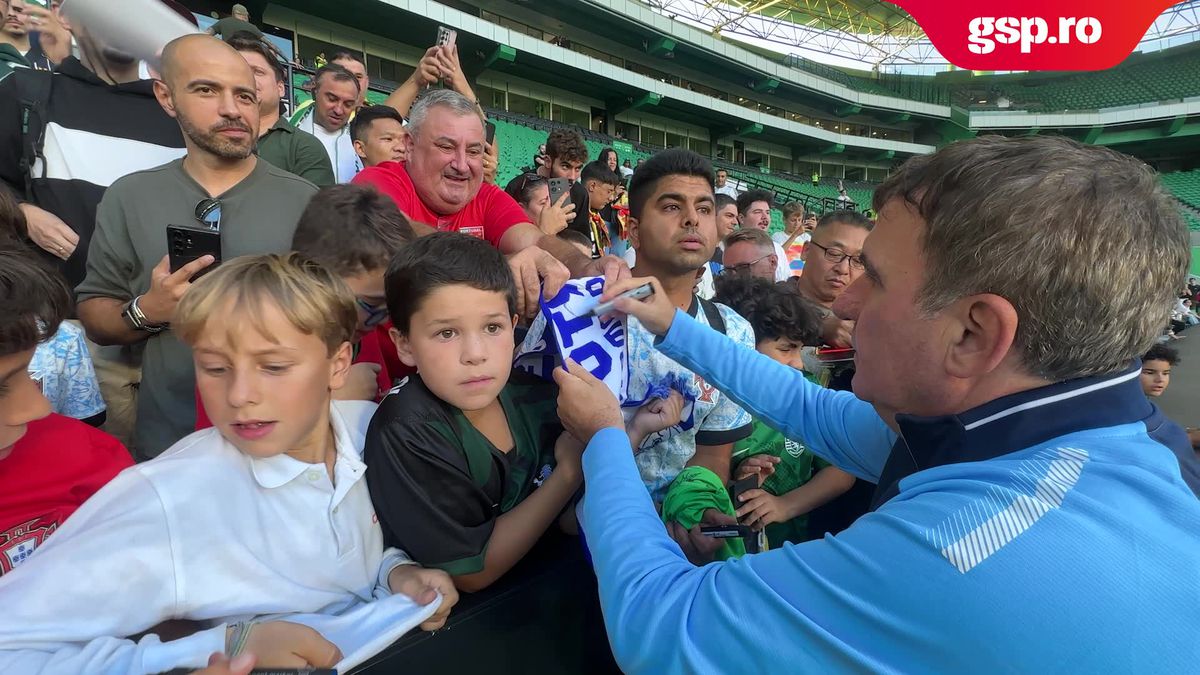 Imagini de senzație surprinse de GSP la Legends Charity Game: Gică Hagi, asaltat de fani la Lisabona » Reacție genială pe gazon: „E cam mare terenul ăsta”