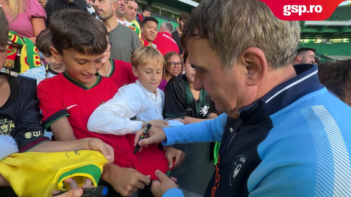 Imagini de senzație surprinse de GSP la Legends Charity Game: Gică Hagi, asaltat de fani la Lisabona » Reacție genială pe gazon: „E cam mare terenul ăsta”