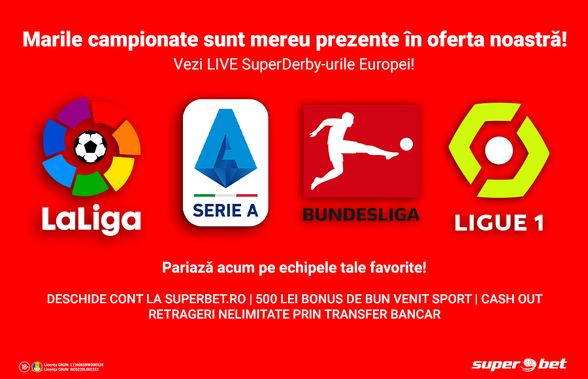 Experiența marilor campionate se trăiește LIVE! Vezi SuperMeciurile din cele mai populare ligi ale Europei!