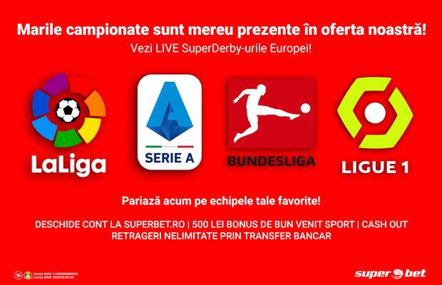 Experiența marilor campionate se trăiește LIVE! Vezi SuperMeciurile din cele mai populare ligi ale Europei!