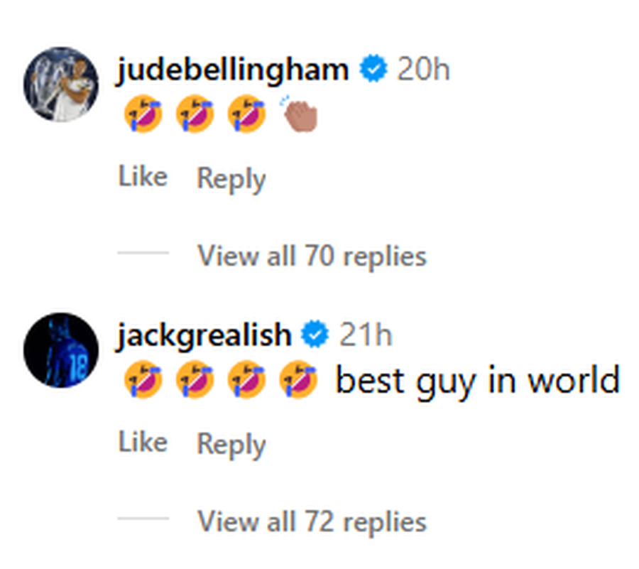 foto: Grealish și Bellingham au reacționat la postare / instagram @erling Stilul vestimentar al lui Haaland și geanta de 10.000 de euro au stârnit reacțiile foștilor lui coechipieri