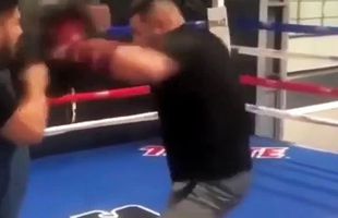 VIDEO I-a șuierat glonțul! Andy Ruiz Jr. a scăpat un croșeu și era să-l facă zob pe trainer la antrenament!