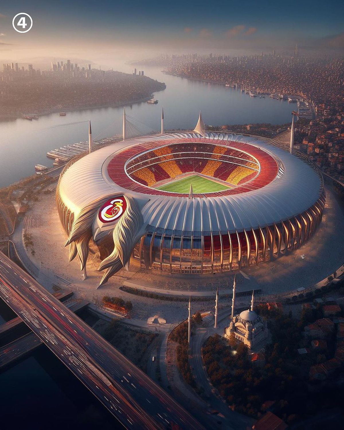 NEBUNIE! Cum ar arăta cele mai tari stadioane ale lumii create de Inteligența Artificială » Stadionul-vultur al celor de la Benfica e ULUITOR