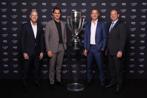 Andrea Gaudenzi și Roger Federer la Laver Cup/Foto: Getty Images