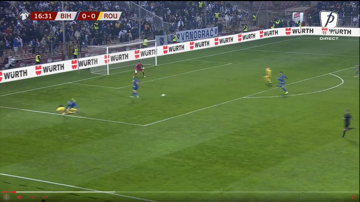 Gol fabulos marcat de România » Bîrligea i-a „curentat” pe bosniaci și a sărbătorit în stilul „Radu Petrescu”