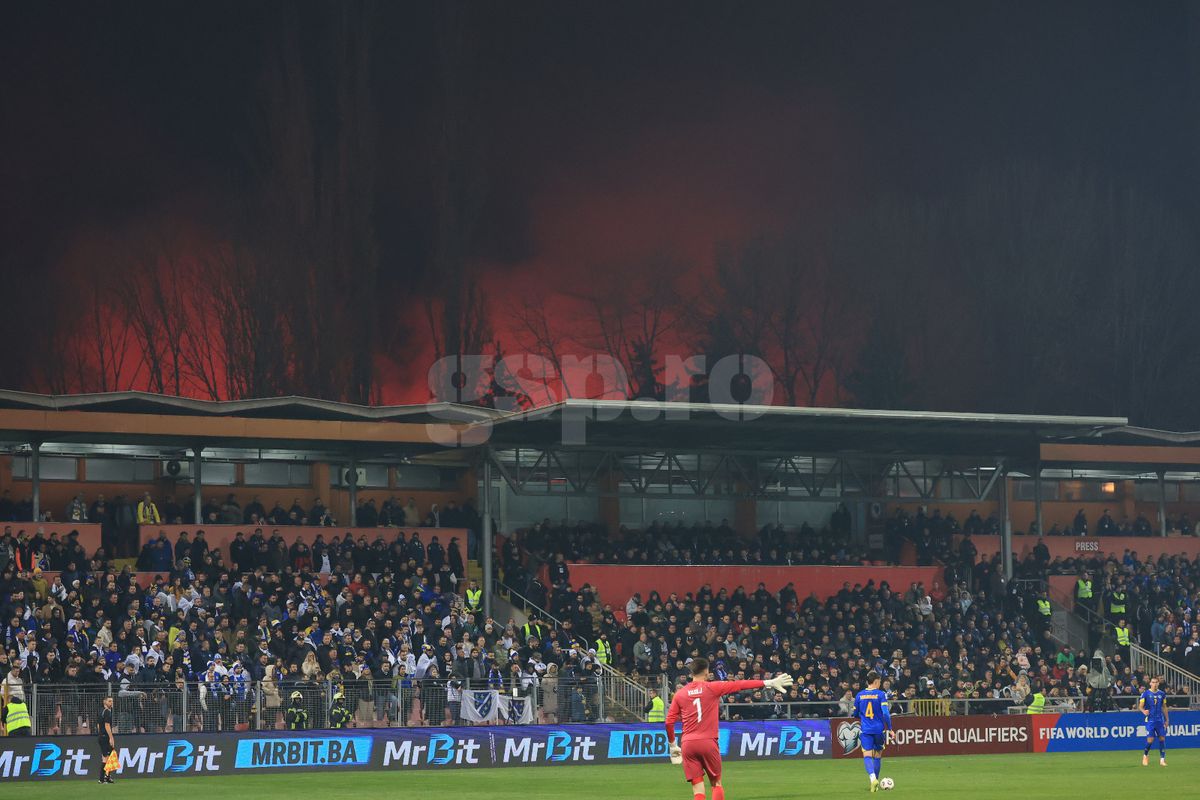 Ce s-a întâmplat în afara stadionului din Zenica, la scurt timp după golul marcat de Bîrligea » La TV s-au auzit doar focuri de artificii