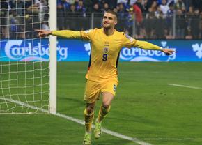 Gol fabulos marcat de România » Bîrligea i-a „curentat” pe bosniaci și a sărbătorit în stilul „Radu Petrescu”