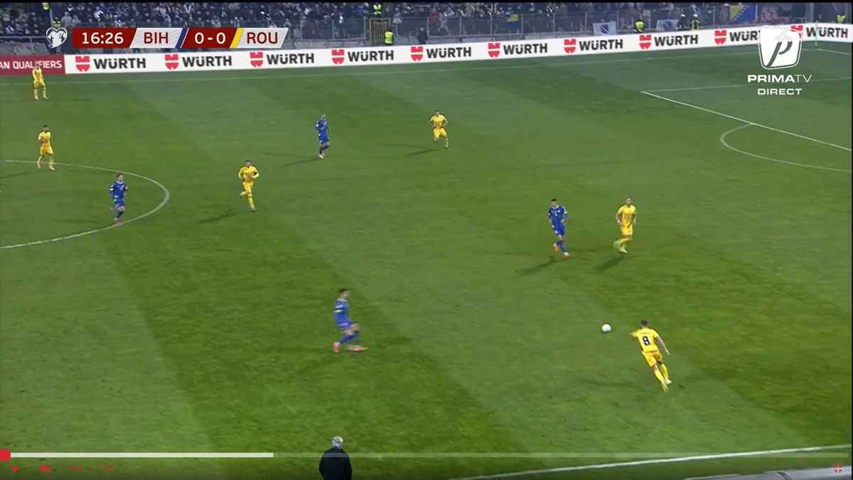 Gol fabulos marcat de România » Bîrligea i-a „curentat” pe bosniaci și a sărbătorit în stilul „Radu Petrescu”