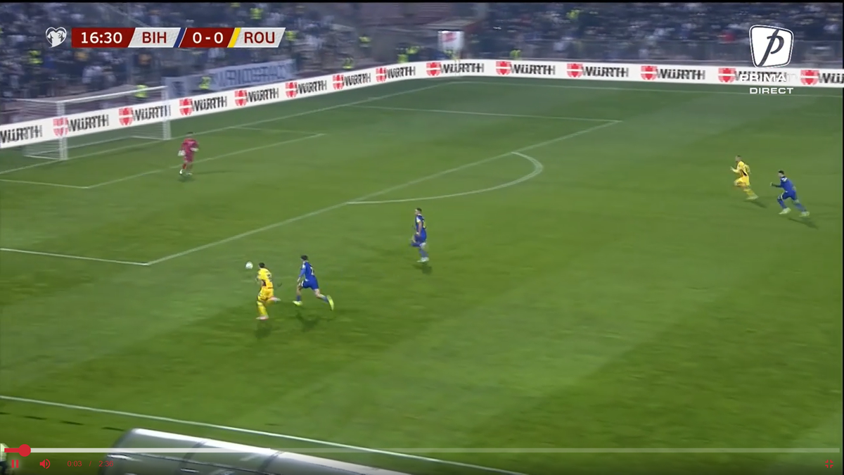 Gol fabulos marcat de România » Bîrligea i-a „curentat” pe bosniaci și a sărbătorit în stilul „Radu Petrescu”