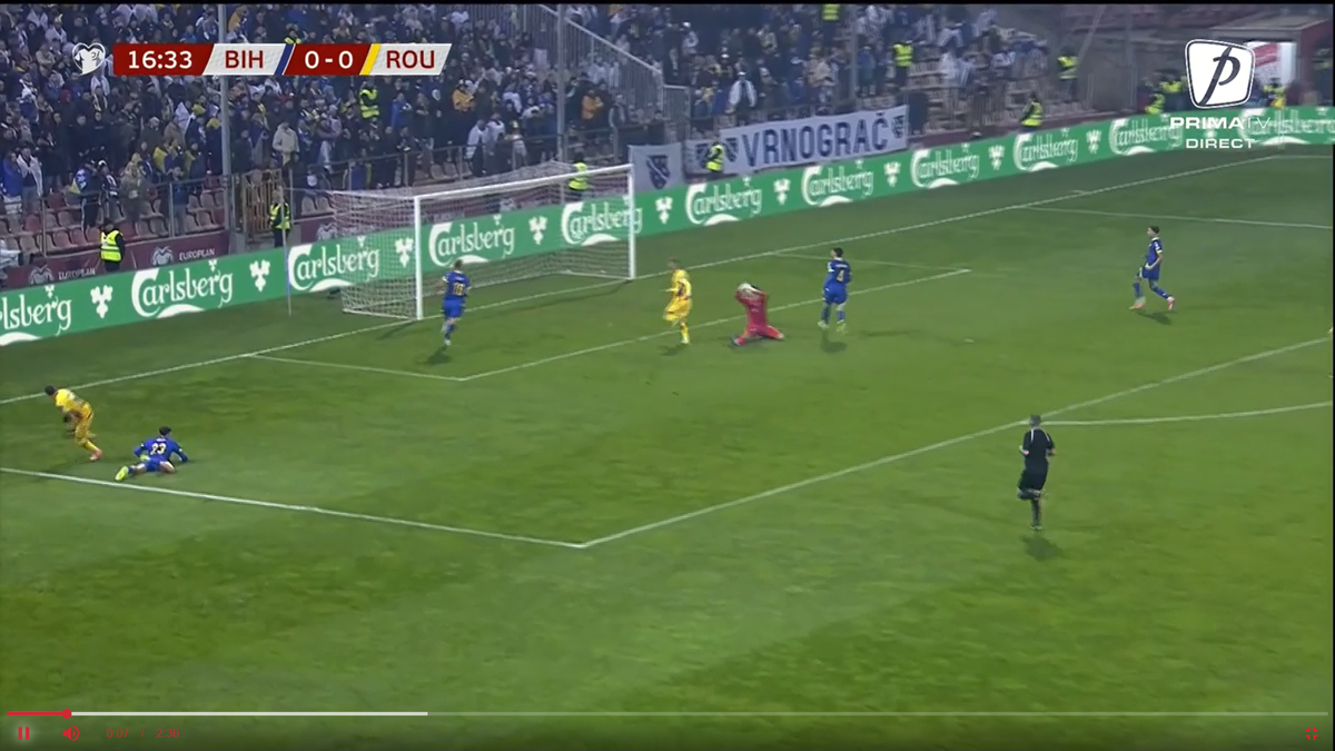 Gol fabulos marcat de România » Bîrligea i-a „curentat” pe bosniaci și a sărbătorit în stilul „Radu Petrescu”