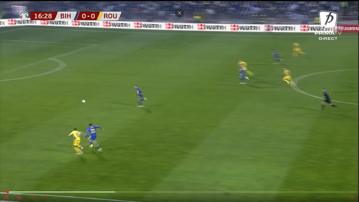 Gol fabulos marcat de România » Bîrligea i-a „curentat” pe bosniaci și a sărbătorit în stilul „Radu Petrescu”