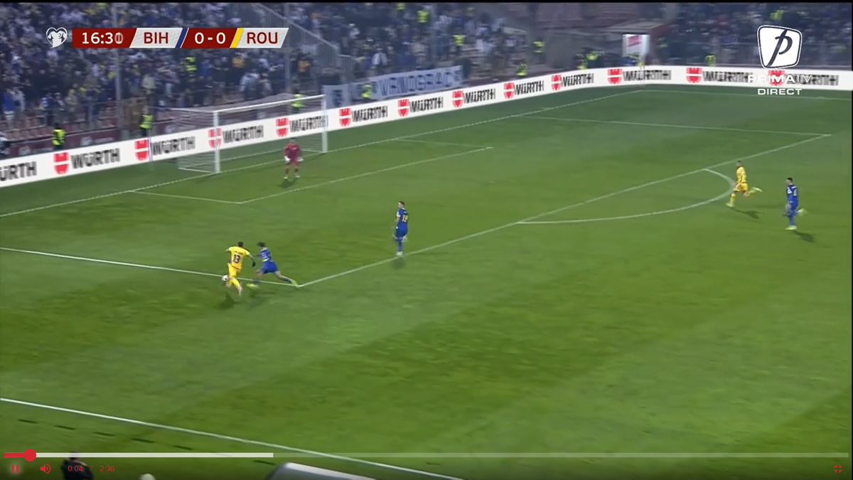 Gol fabulos marcat de România » Bîrligea i-a „curentat” pe bosniaci și a sărbătorit în stilul „Radu Petrescu”