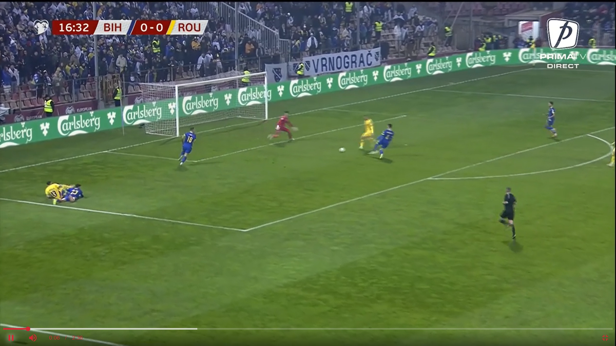 Gol fabulos marcat de România » Bîrligea i-a „curentat” pe bosniaci și a sărbătorit în stilul „Radu Petrescu”