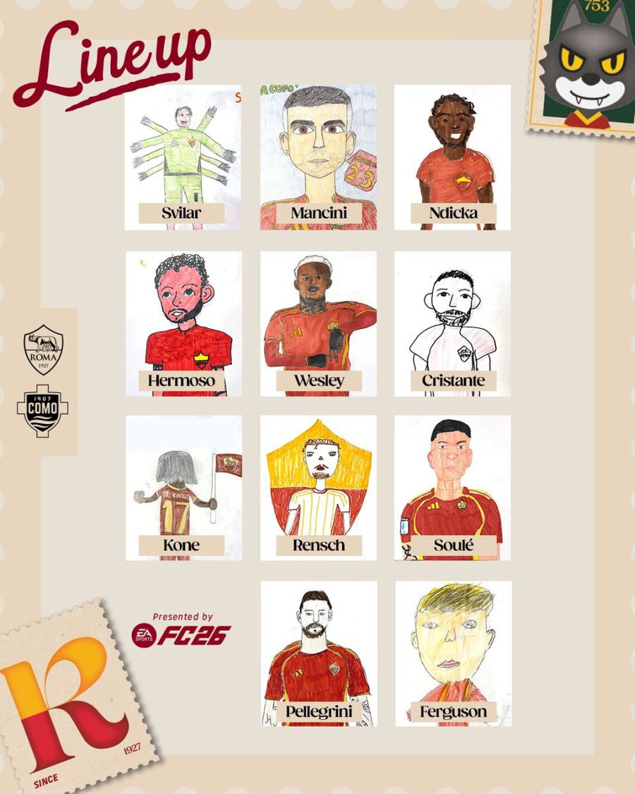 Idee simpatică pentru anunțul titularilor din partida cu Como » Ce a pus AS Roma în locul pozelor jucătorilor!