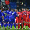 Daniel Șerbănică, cartonaș roșu în Slobozia - FCSB! Tănase a primit „galben” pentru proteste // FOTO: Cristi Preda (GSP.ro)