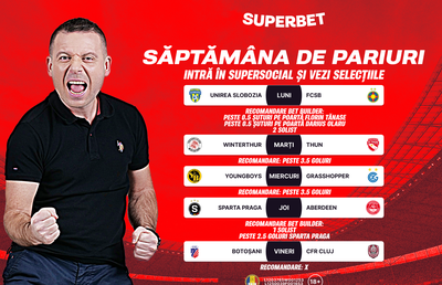 Începe săptămâna de pariuri! Verifică acum recomandările din SuperSocial