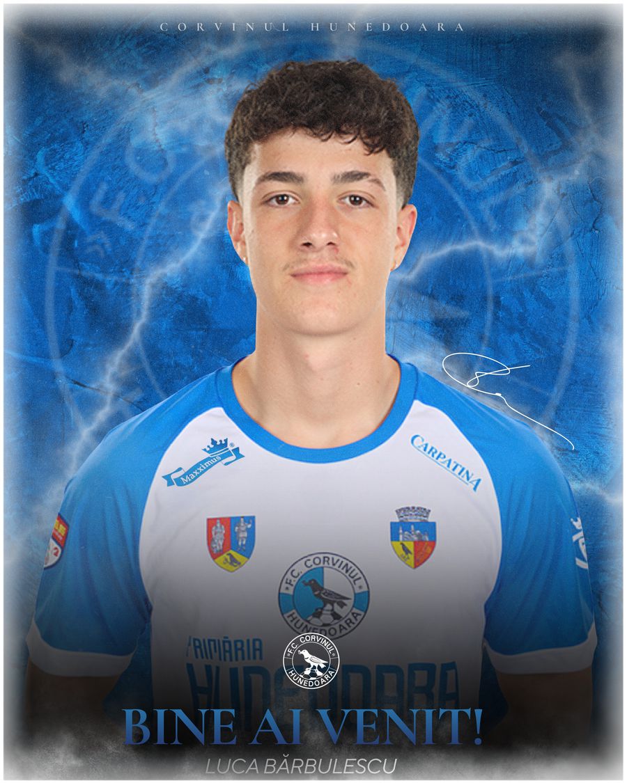 Luca Bărbulescu, prezentat oficial la Corvinul Hunedoara / Foto: Facebook Dinamo și-a cedat jucătorul în Liga 2: „Mult succes în alb-albastru”