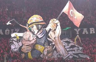 Emoționant! Scenografie impresionantă realizată de turci la duelul din Conference League, după cutremurele devastatoare care au lovit țara » Mulțumiri și pentru România