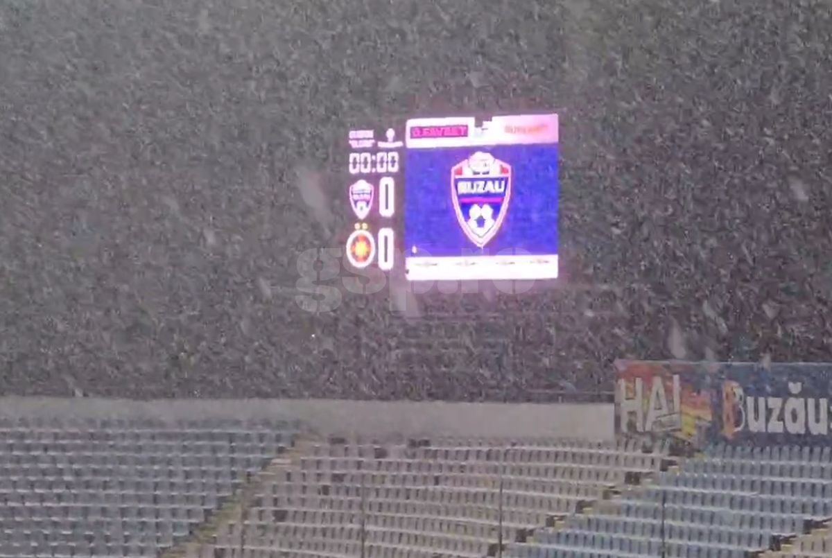 Imagini cu zăpada de la Buzău, înaintea meciului Gloria - FCSB