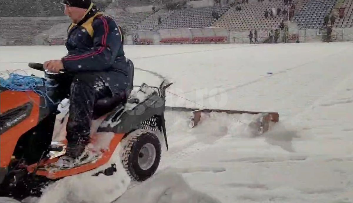 Imagini cu zăpada de la Buzău, înaintea meciului Gloria - FCSB