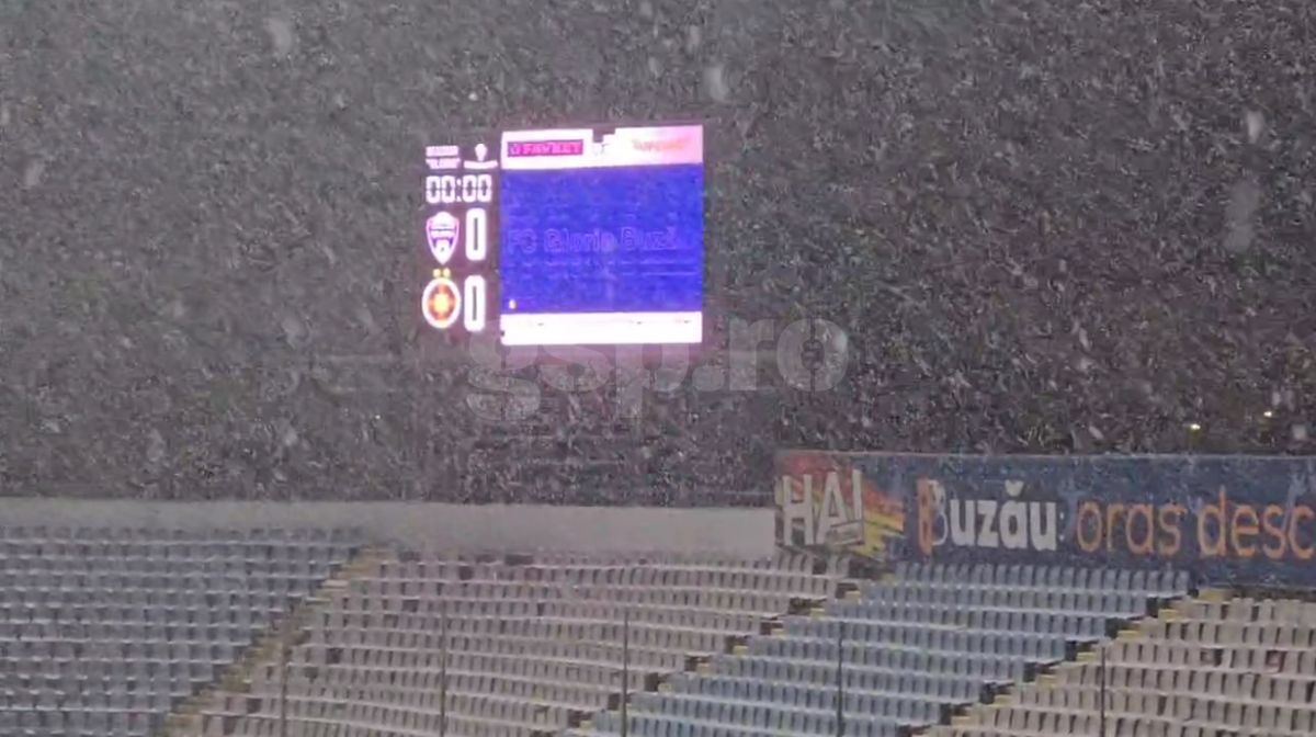 Imagini cu zăpada de la Buzău, înaintea meciului Gloria - FCSB