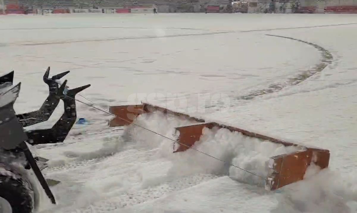 Imagini cu zăpada de la Buzău, înaintea meciului Gloria - FCSB