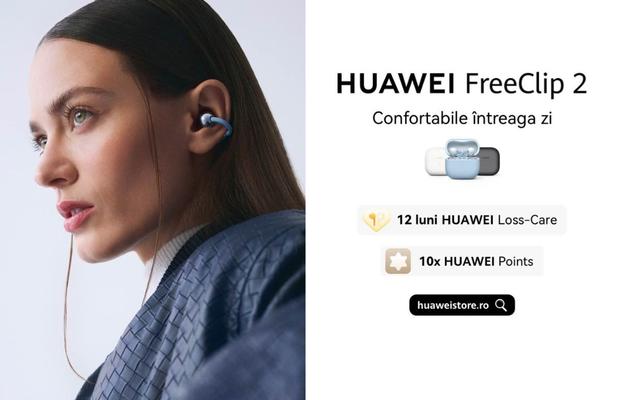 HUAWEI FreeClip 2: căștile care țin pasul cu ritmul tău. Ușoare, stabile și cu tehnologie audio adaptată nevoilor tale