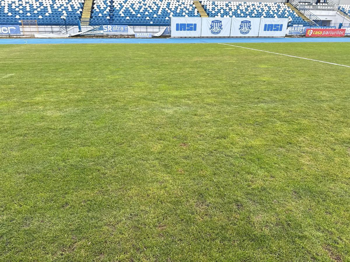 Prăpăd în urma „stejarilor” » Gazonul arenei, distrus complet: s-au investit peste 500.000 de euro