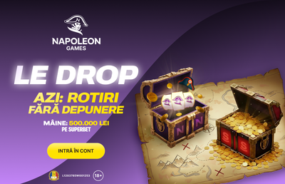 Napoleon Games și Superbet își dau din nou mâna! Le Drop este luni la Napoleon, iar marți, un pot de 500.000 lei te așteaptă pe Superbet
