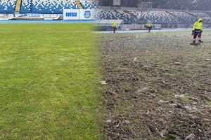 Prăpăd în urma „stejarilor” » Gazonul arenei, distrus complet: s-au investit peste 500.000 de euro