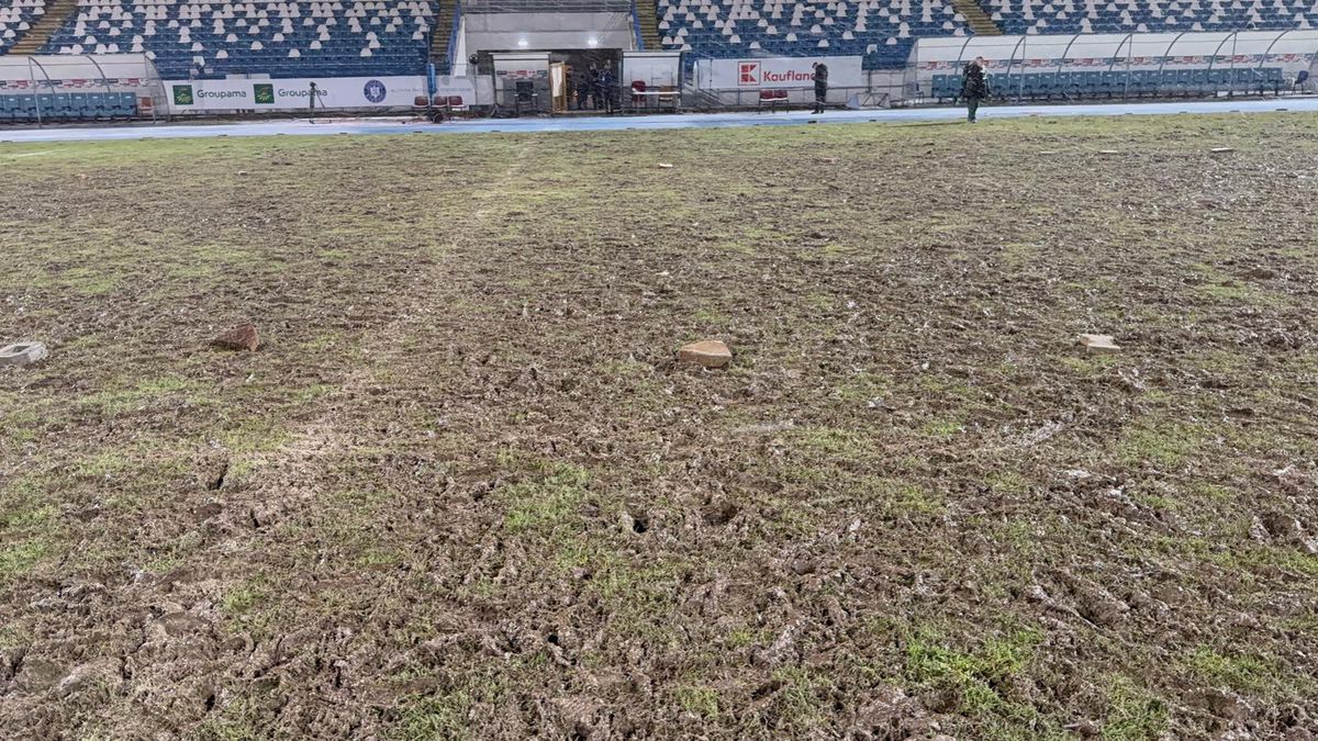 Prăpăd în urma „stejarilor” » Gazonul arenei, distrus complet: s-au investit peste 500.000 de euro