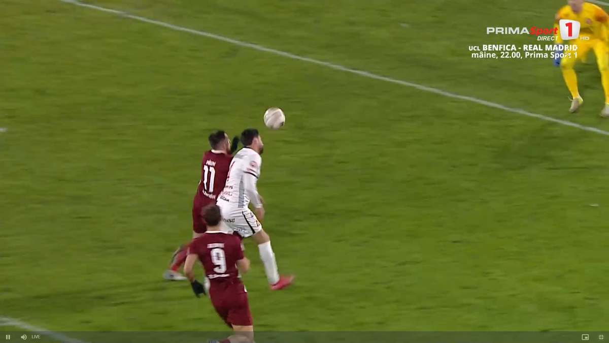 CFR Cluj a cerut penalty în minutul 62 // foto: capturi Prima Sport