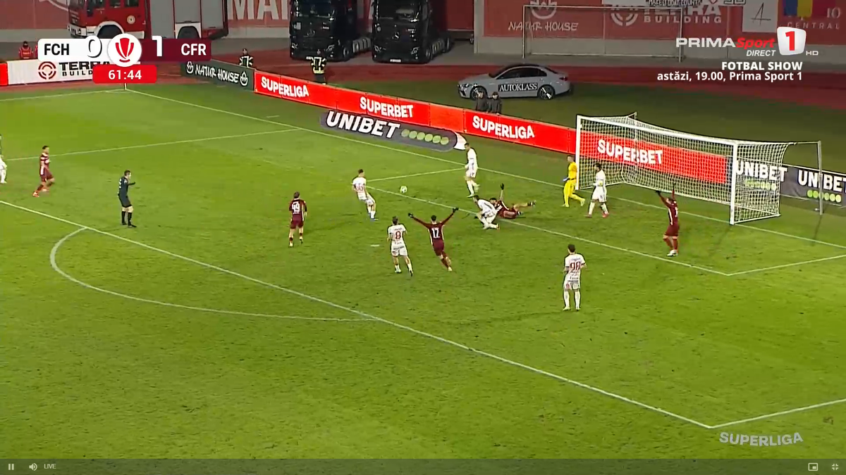 CFR Cluj a cerut penalty în minutul 62 // foto: capturi Prima Sport