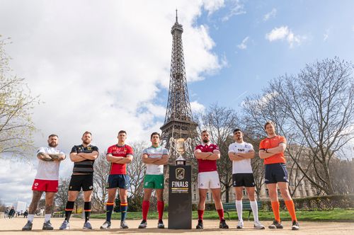 Marius Simionescu (al doilea din dreapta) la întâlnirea căpitanilor de la Paris FOTO Rugby Europe